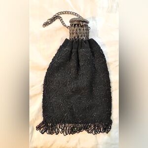 Antique 925 Sterling Silver ENE Beaded Flapper Purse